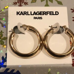 Karl Lagerfeld Shiny Gold Hoop Earrings